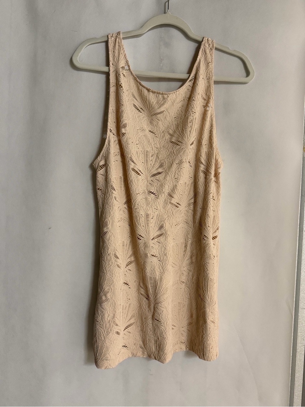 Shade & Shore Beige Floral Burnout Sleeveless Tunic Dress S